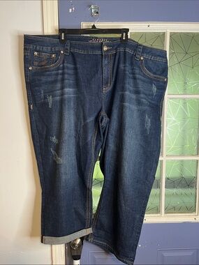Melissa McCarthy  seven7 size 28W Plus-Size Dark Wash Distressed Women’s Jeans